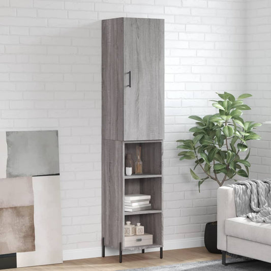 Hoge kast 34,5x34x180 cm bewerkt hout grijs sonoma eikenkleurig is nu te koop bij PeponiXL, paradijselijk wonen!