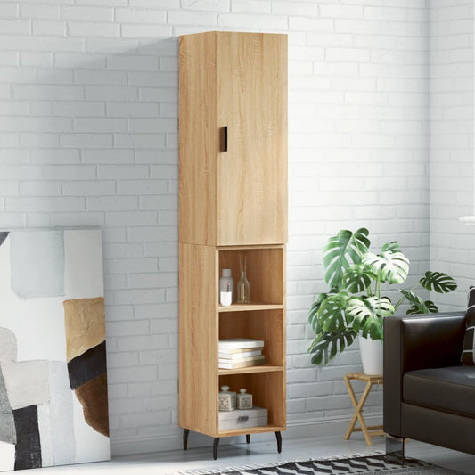 Hoge kast 34,5x34x180 cm bewerkt hout sonoma eikenkleurig is nu te koop bij PeponiXL, paradijselijk wonen!