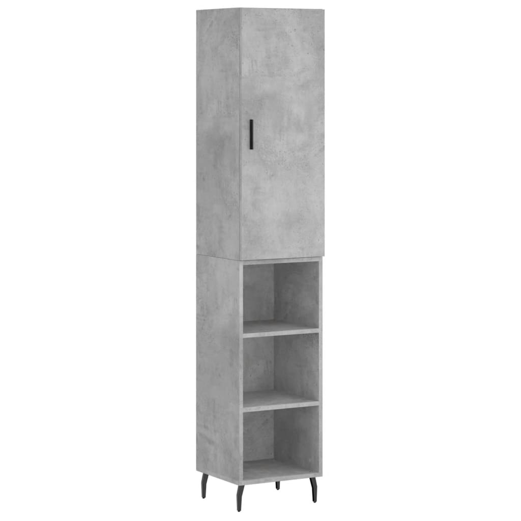 Hoge kast 34,5x34x180 cm bewerkt hout betongrijs is nu te koop bij PeponiXL, paradijselijk wonen!