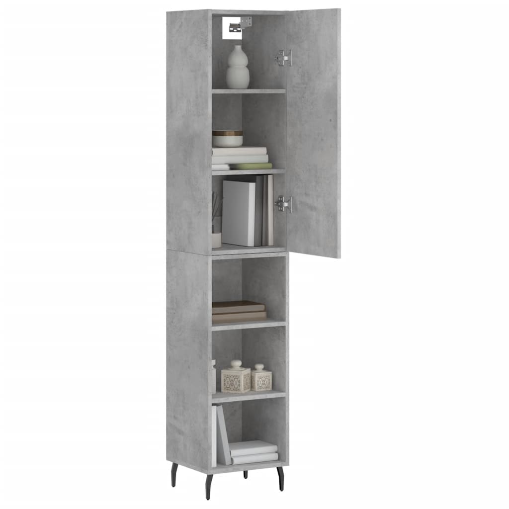 Hoge kast 34,5x34x180 cm bewerkt hout betongrijs is nu te koop bij PeponiXL, paradijselijk wonen!