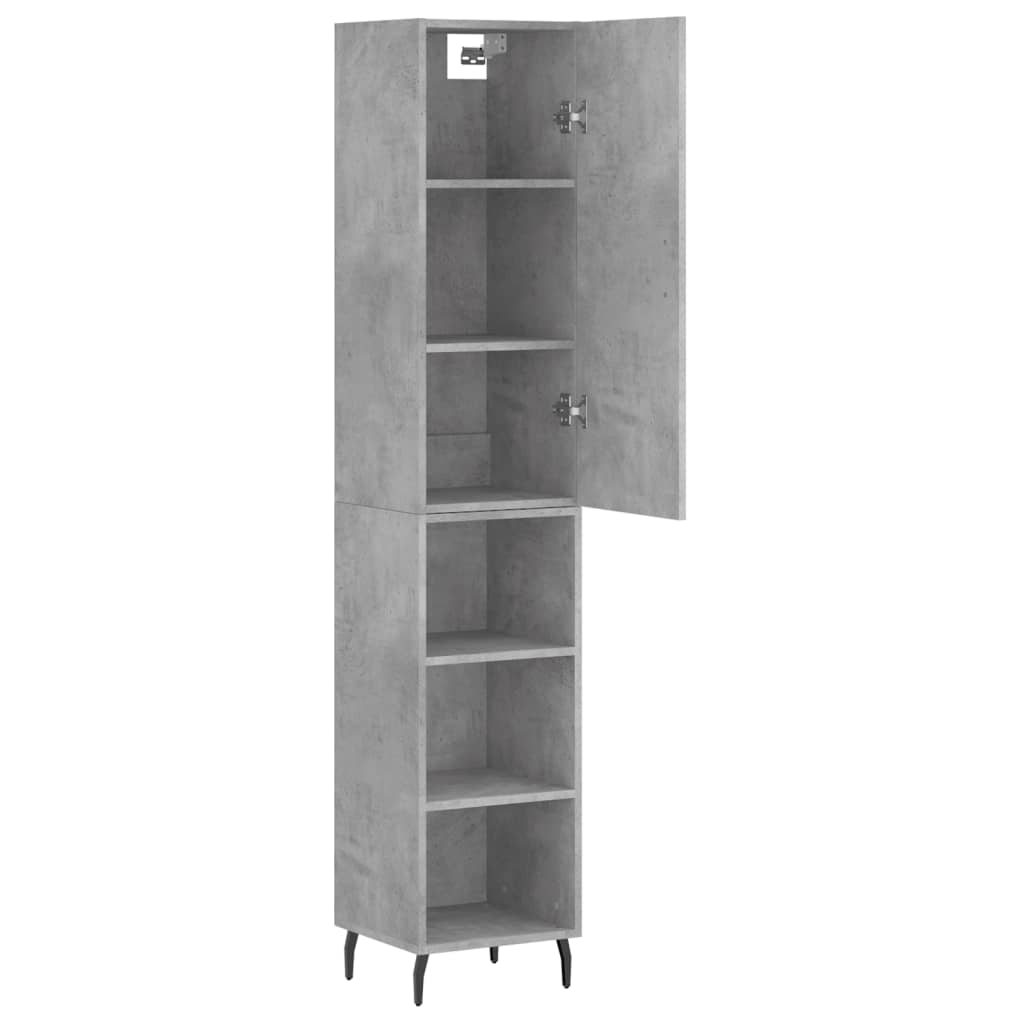Hoge kast 34,5x34x180 cm bewerkt hout betongrijs is nu te koop bij PeponiXL, paradijselijk wonen!
