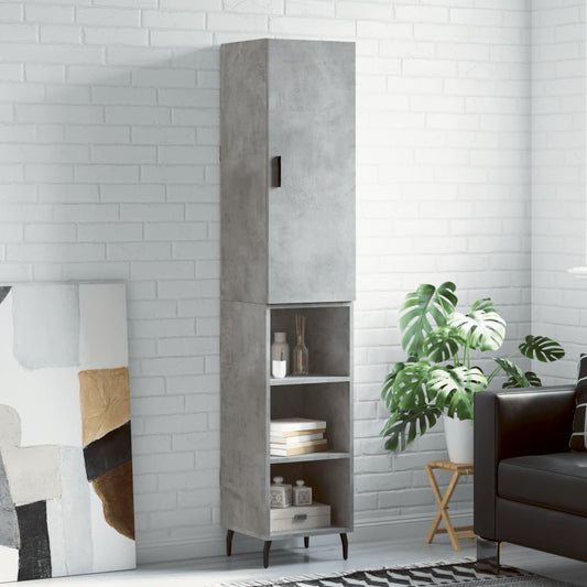 Hoge kast 34,5x34x180 cm bewerkt hout betongrijs is nu te koop bij PeponiXL, paradijselijk wonen!