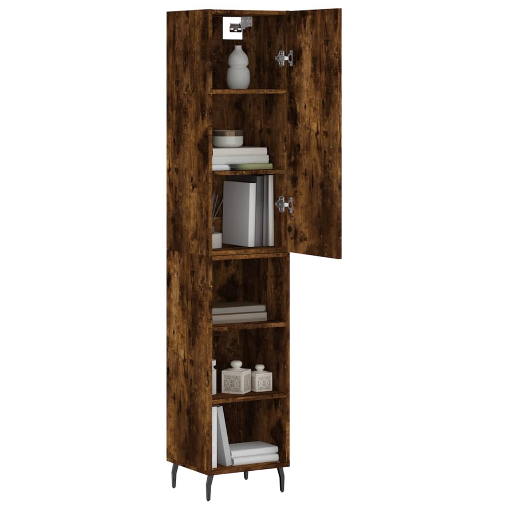 Hoge kast 34,5x34x180 cm bewerkt hout gerookt eikenkleurig is nu te koop bij PeponiXL, paradijselijk wonen!