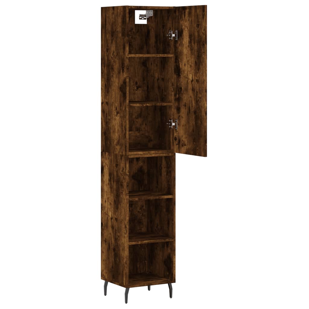 Hoge kast 34,5x34x180 cm bewerkt hout gerookt eikenkleurig is nu te koop bij PeponiXL, paradijselijk wonen!