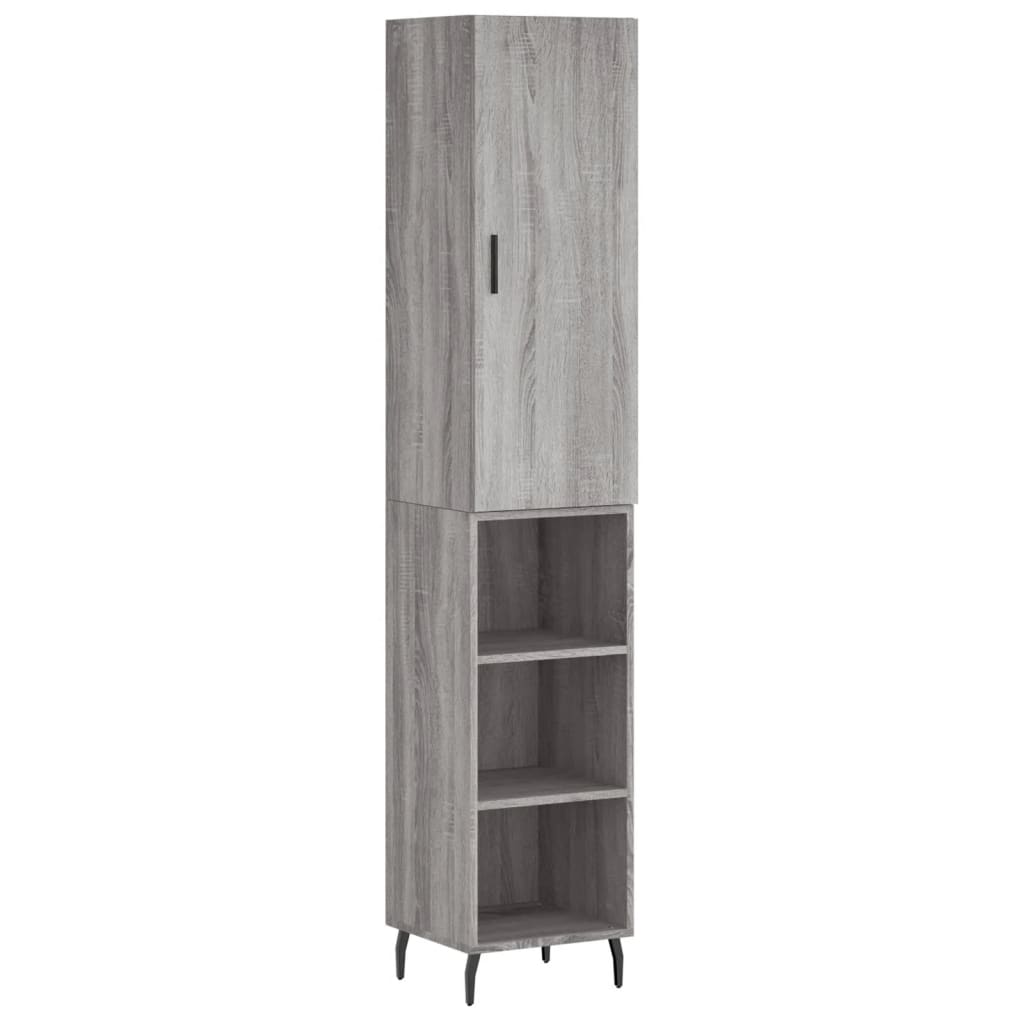 Hoge kast 34,5x34x180 cm bewerkt hout grijs sonoma eikenkleurig is nu te koop bij PeponiXL, paradijselijk wonen!