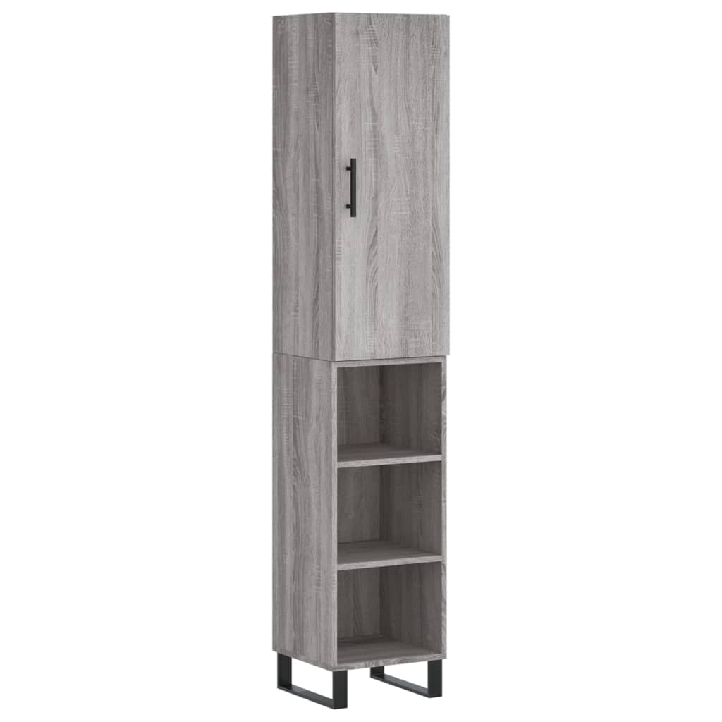 Hoge kast 34,5x34x180 cm bewerkt hout grijs sonoma eikenkleurig is nu te koop bij PeponiXL, paradijselijk wonen!