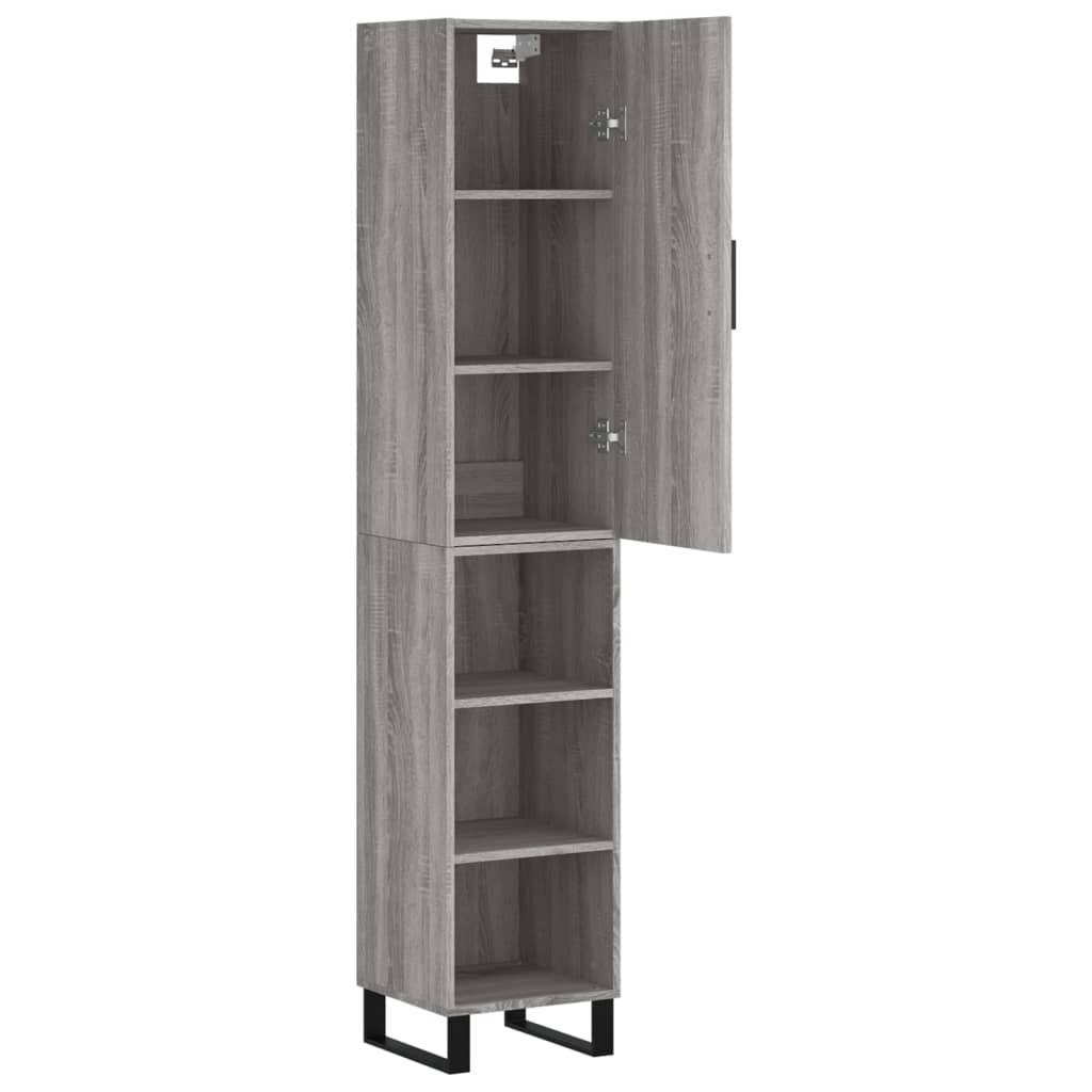 Hoge kast 34,5x34x180 cm bewerkt hout grijs sonoma eikenkleurig is nu te koop bij PeponiXL, paradijselijk wonen!