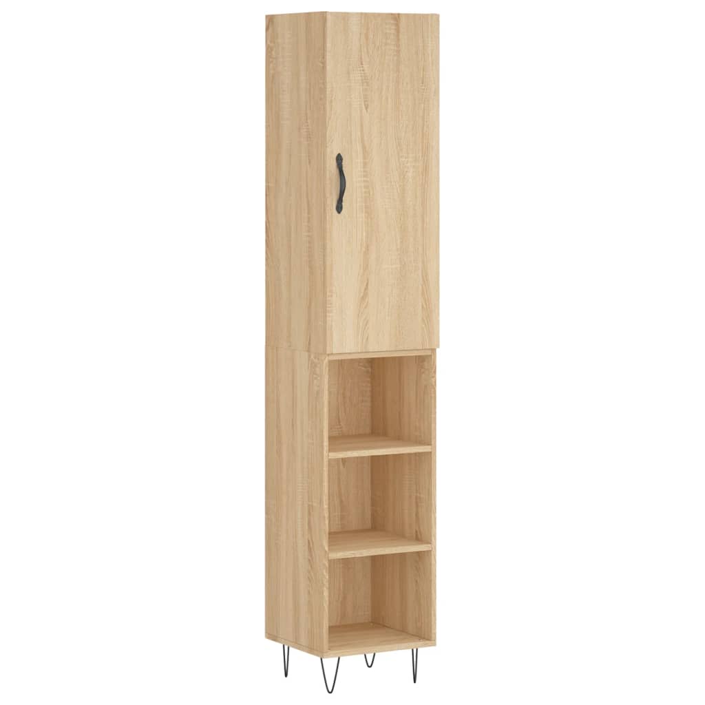 Hoge kast 34,5x34x180 cm bewerkt hout sonoma eikenkleurig is nu te koop bij PeponiXL, paradijselijk wonen!