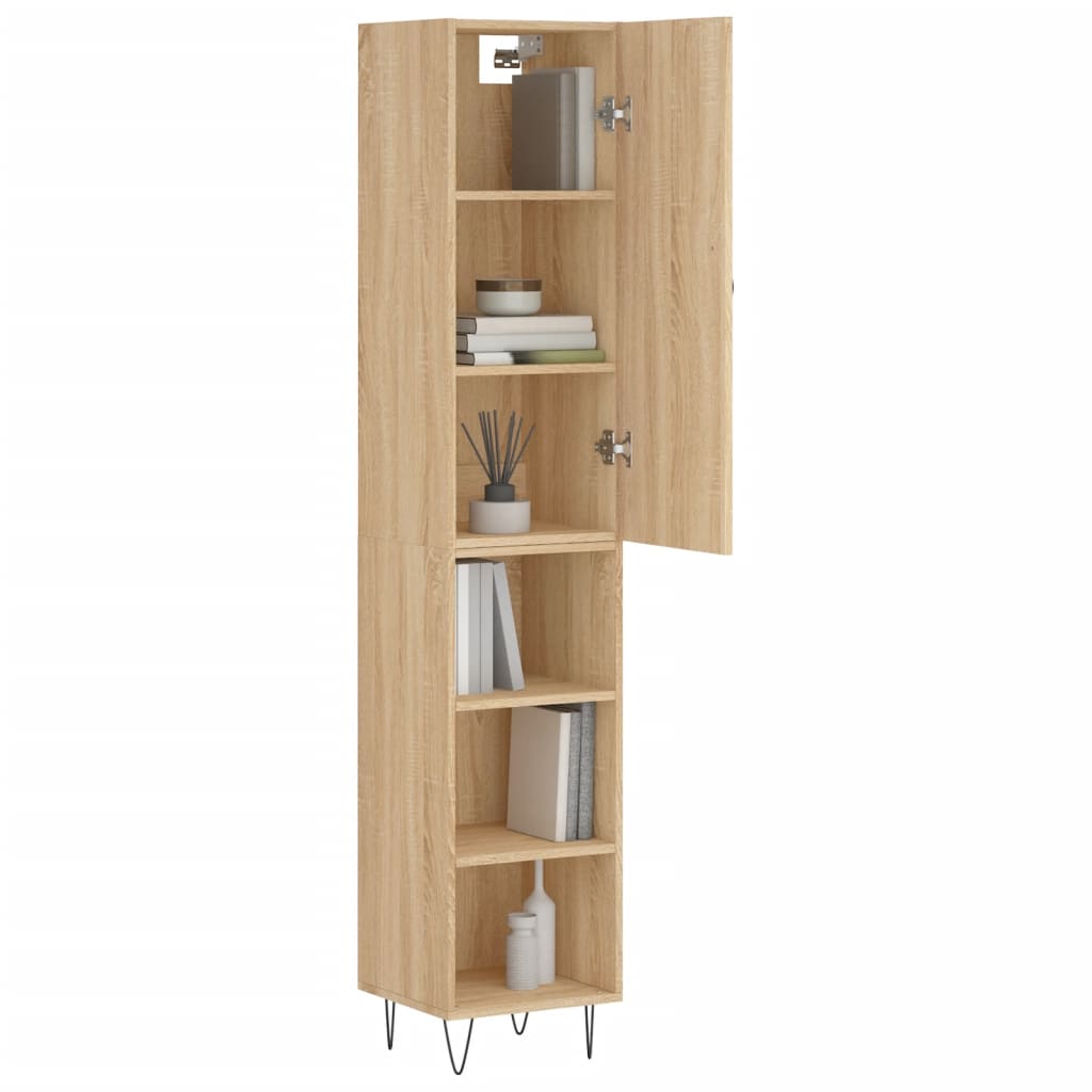 Hoge kast 34,5x34x180 cm bewerkt hout sonoma eikenkleurig is nu te koop bij PeponiXL, paradijselijk wonen!