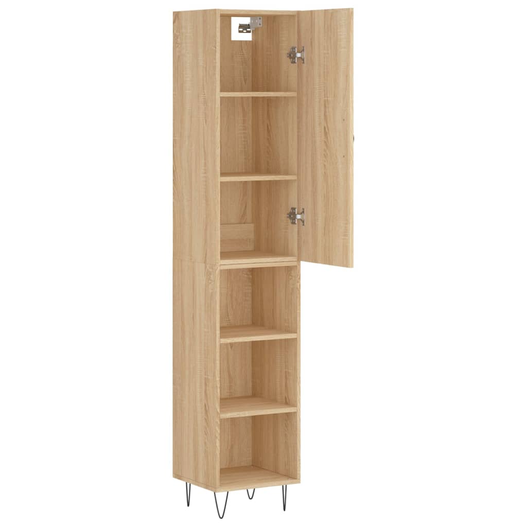 Hoge kast 34,5x34x180 cm bewerkt hout sonoma eikenkleurig is nu te koop bij PeponiXL, paradijselijk wonen!