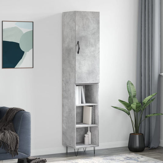 Hoge kast 34,5x34x180 cm bewerkt hout betongrijs is nu te koop bij PeponiXL, paradijselijk wonen!