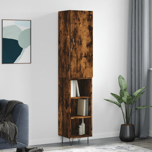 Hoge kast 34,5x34x180 cm bewerkt hout gerookt eikenkleurig is nu te koop bij PeponiXL, paradijselijk wonen!
