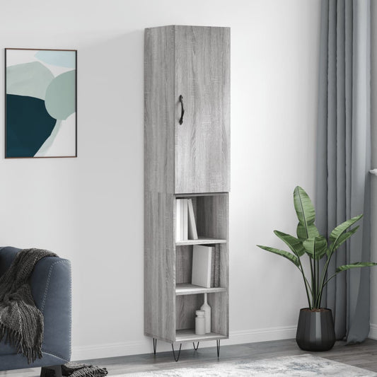 Hoge kast 34,5x34x180 cm bewerkt hout grijs sonoma eikenkleurig is nu te koop bij PeponiXL, paradijselijk wonen!