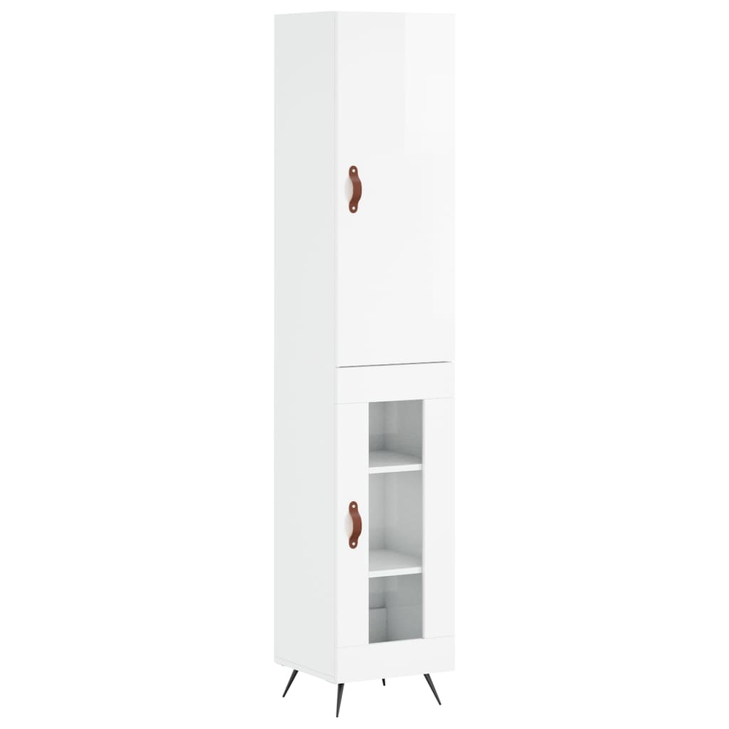 Hoge kast 34,5x34x180 cm bewerkt hout hoogglans wit is nu te koop bij PeponiXL, paradijselijk wonen!