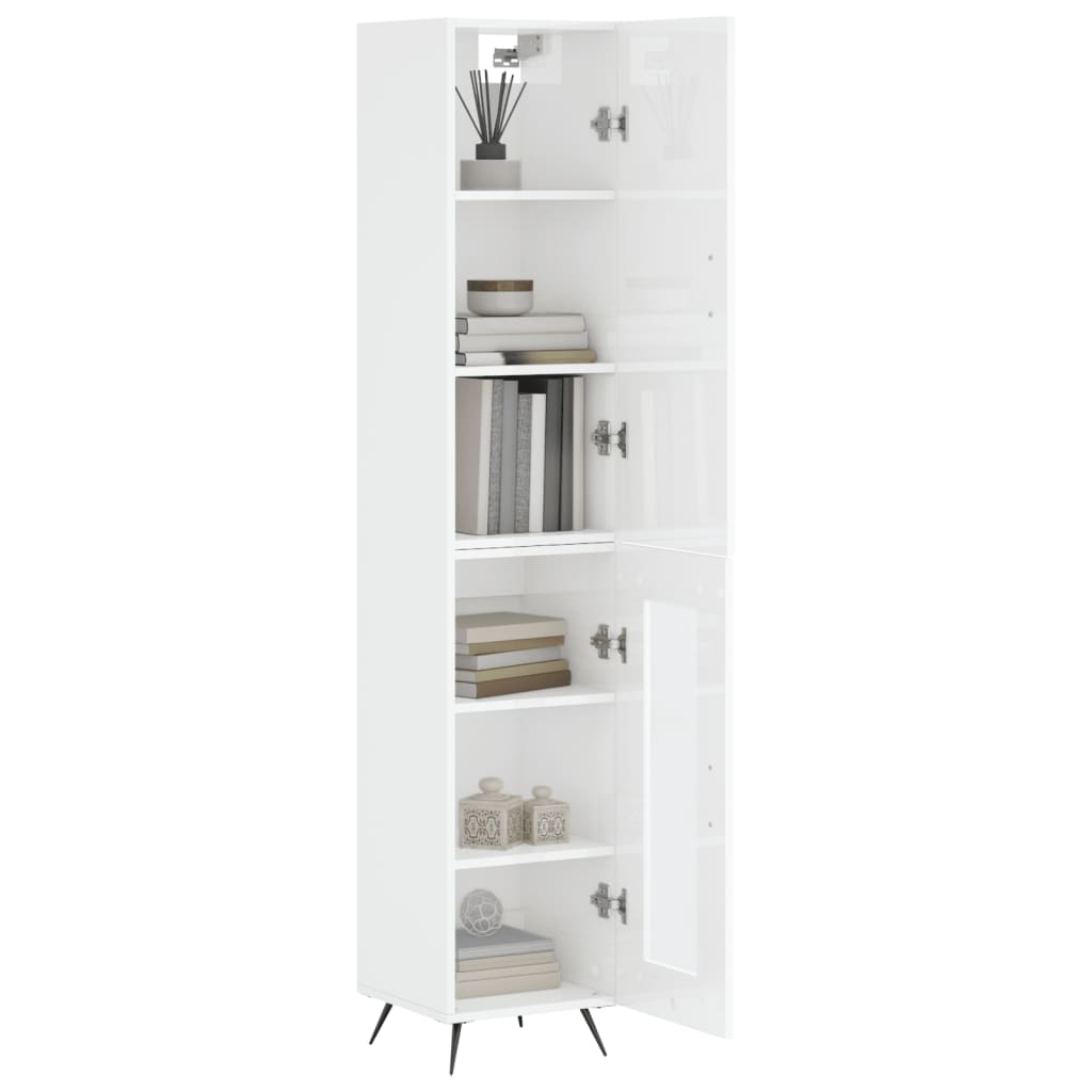 Hoge kast 34,5x34x180 cm bewerkt hout hoogglans wit is nu te koop bij PeponiXL, paradijselijk wonen!