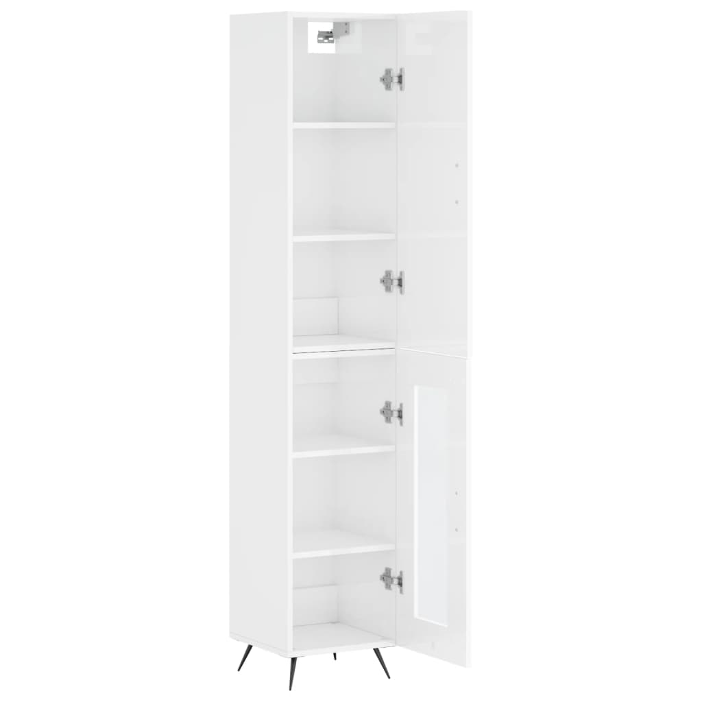 Hoge kast 34,5x34x180 cm bewerkt hout hoogglans wit is nu te koop bij PeponiXL, paradijselijk wonen!