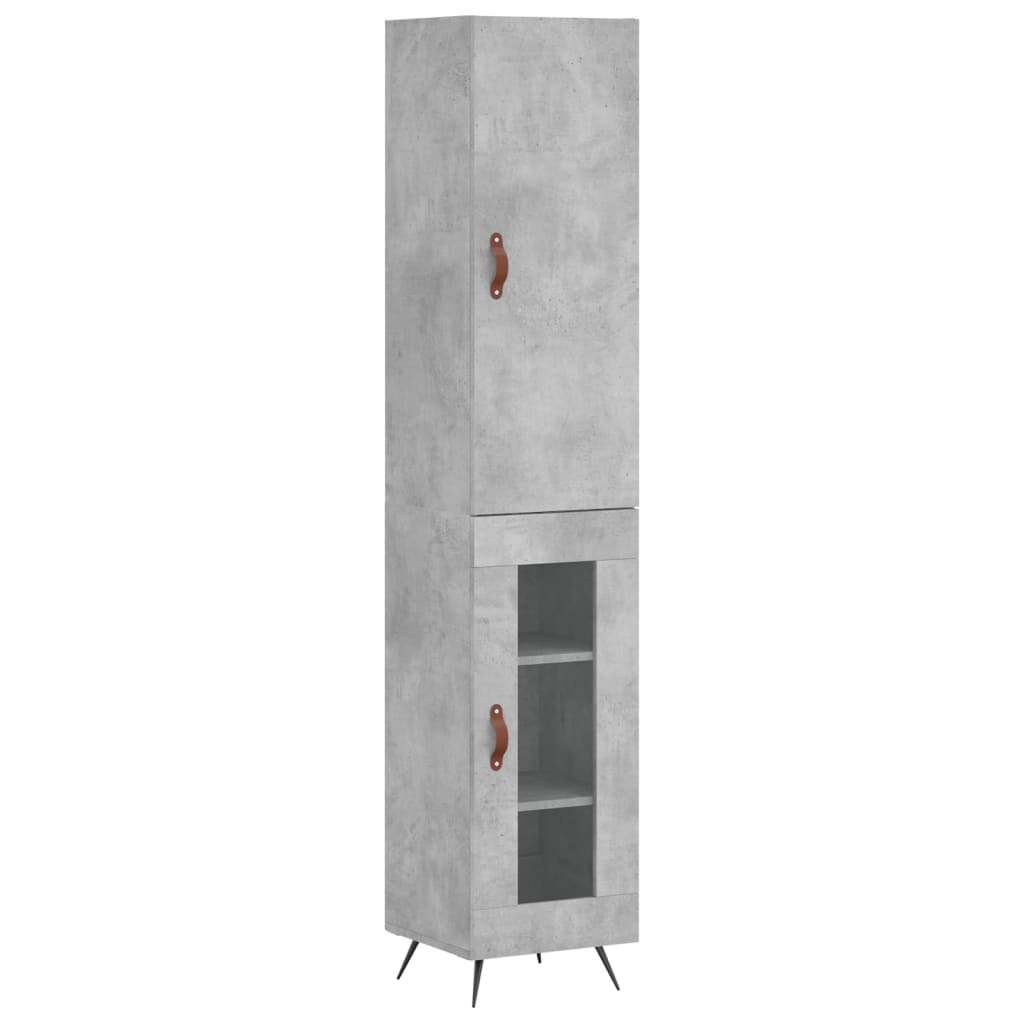 Hoge kast 34,5x34x180 cm bewerkt hout betongrijs is nu te koop bij PeponiXL, paradijselijk wonen!