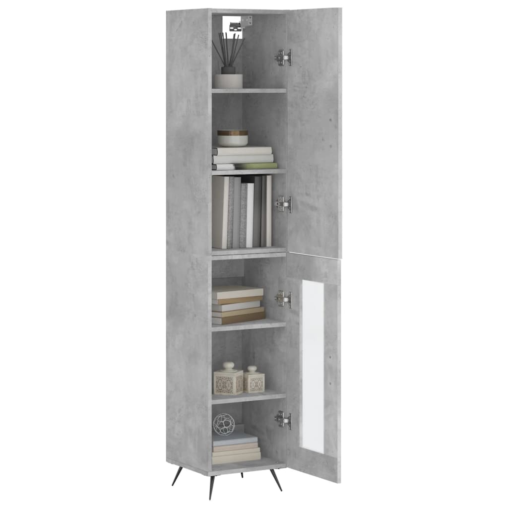 Hoge kast 34,5x34x180 cm bewerkt hout betongrijs is nu te koop bij PeponiXL, paradijselijk wonen!
