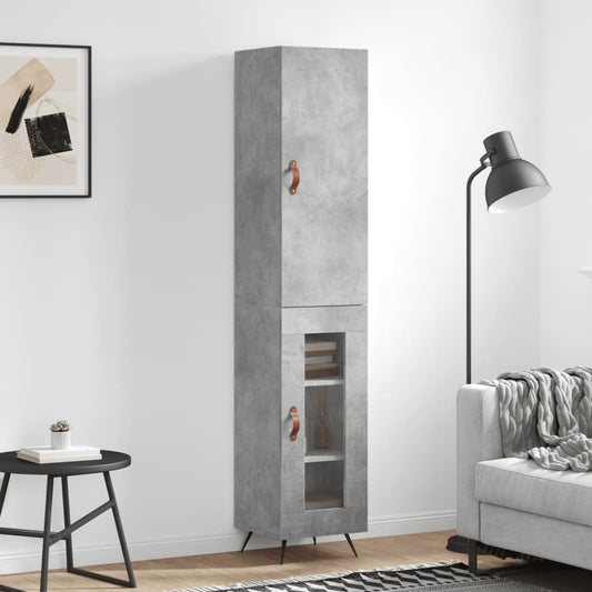Hoge kast 34,5x34x180 cm bewerkt hout betongrijs is nu te koop bij PeponiXL, paradijselijk wonen!