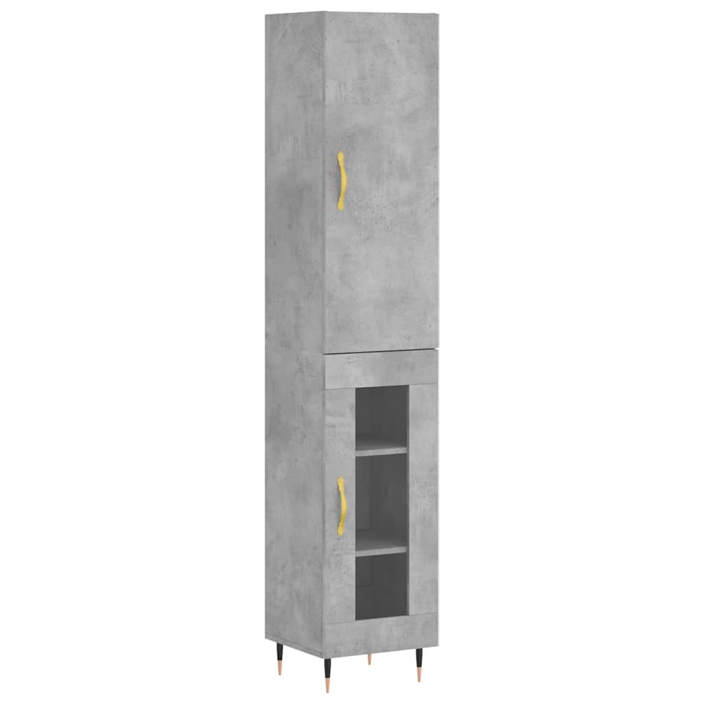 Hoge kast 34,5x34x180 cm bewerkt hout betongrijs is nu te koop bij PeponiXL, paradijselijk wonen!
