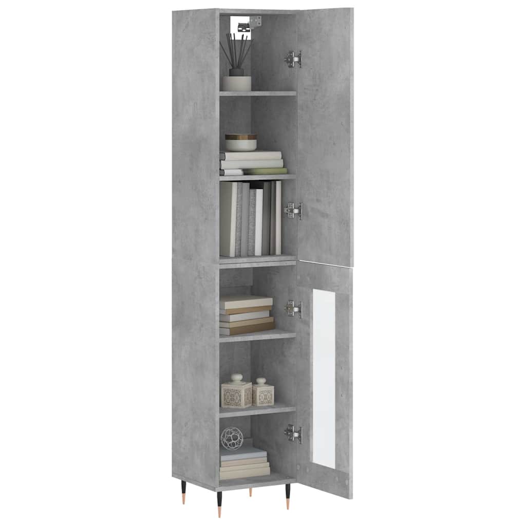 Hoge kast 34,5x34x180 cm bewerkt hout betongrijs is nu te koop bij PeponiXL, paradijselijk wonen!