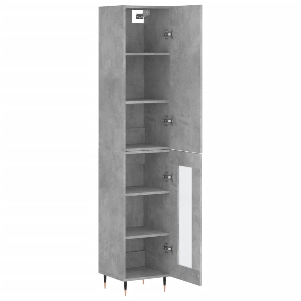 Hoge kast 34,5x34x180 cm bewerkt hout betongrijs is nu te koop bij PeponiXL, paradijselijk wonen!