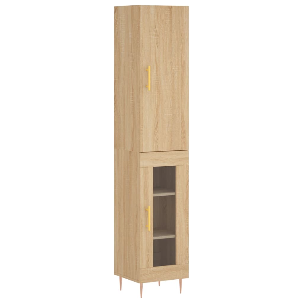 Hoge kast 34,5x34x180 cm bewerkt hout sonoma eikenkleurig is nu te koop bij PeponiXL, paradijselijk wonen!