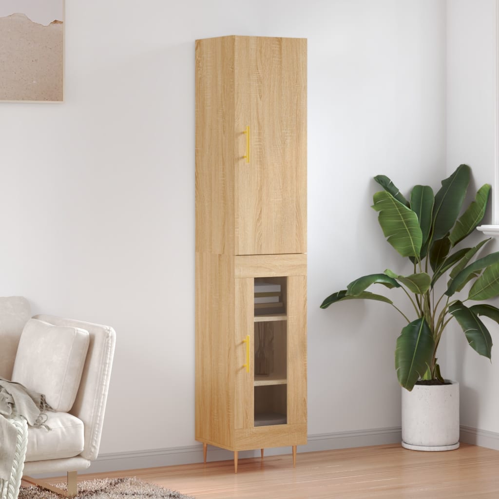 Hoge kast 34,5x34x180 cm bewerkt hout sonoma eikenkleurig is nu te koop bij PeponiXL, paradijselijk wonen!