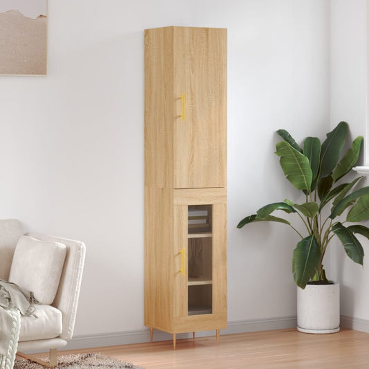 Hoge kast 34,5x34x180 cm bewerkt hout sonoma eikenkleurig is nu te koop bij PeponiXL, paradijselijk wonen!