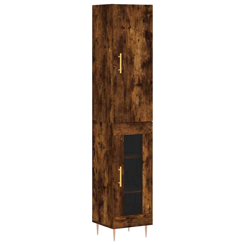 Hoge kast 34,5x34x180 cm bewerkt hout gerookt eikenkleurig is nu te koop bij PeponiXL, paradijselijk wonen!