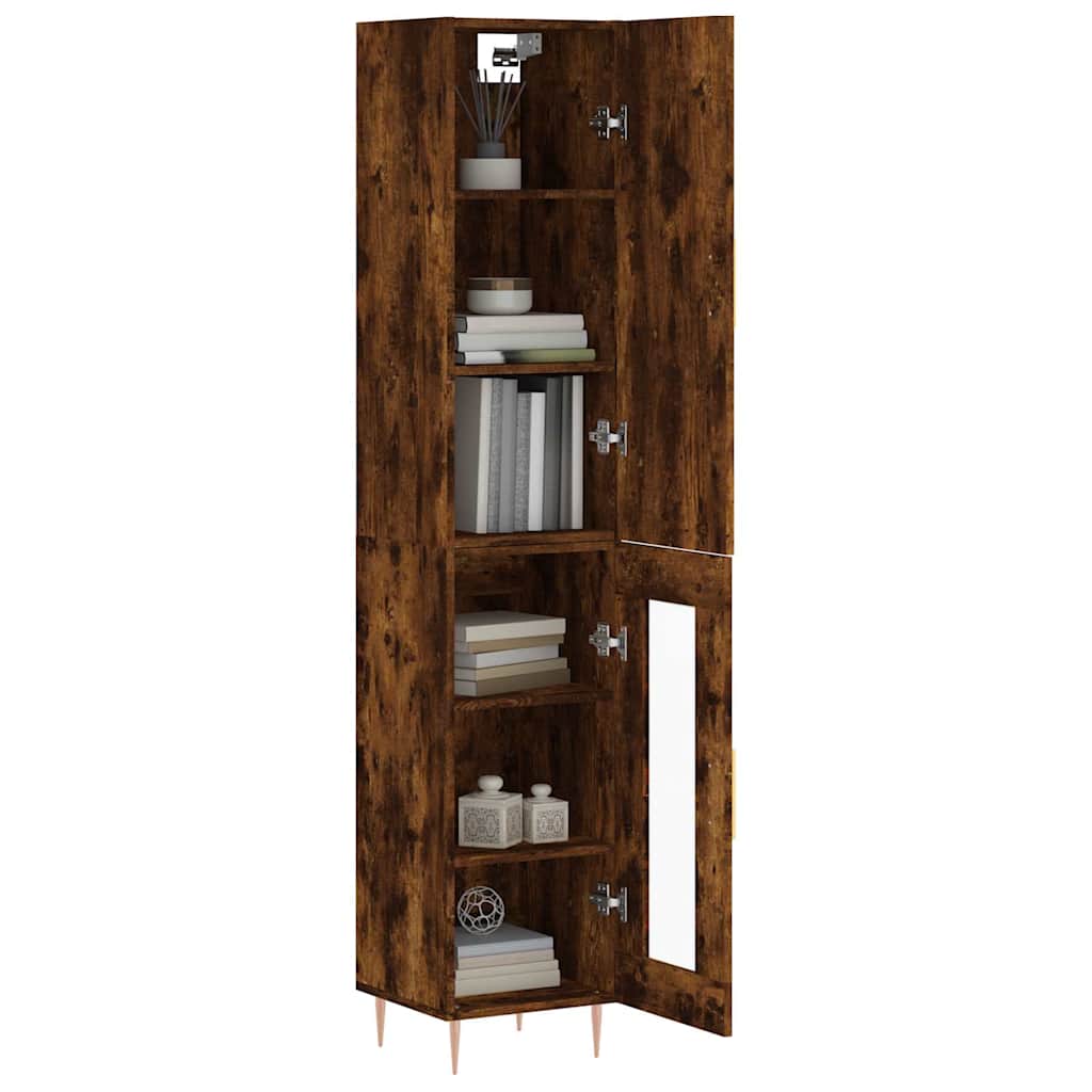 Hoge kast 34,5x34x180 cm bewerkt hout gerookt eikenkleurig is nu te koop bij PeponiXL, paradijselijk wonen!