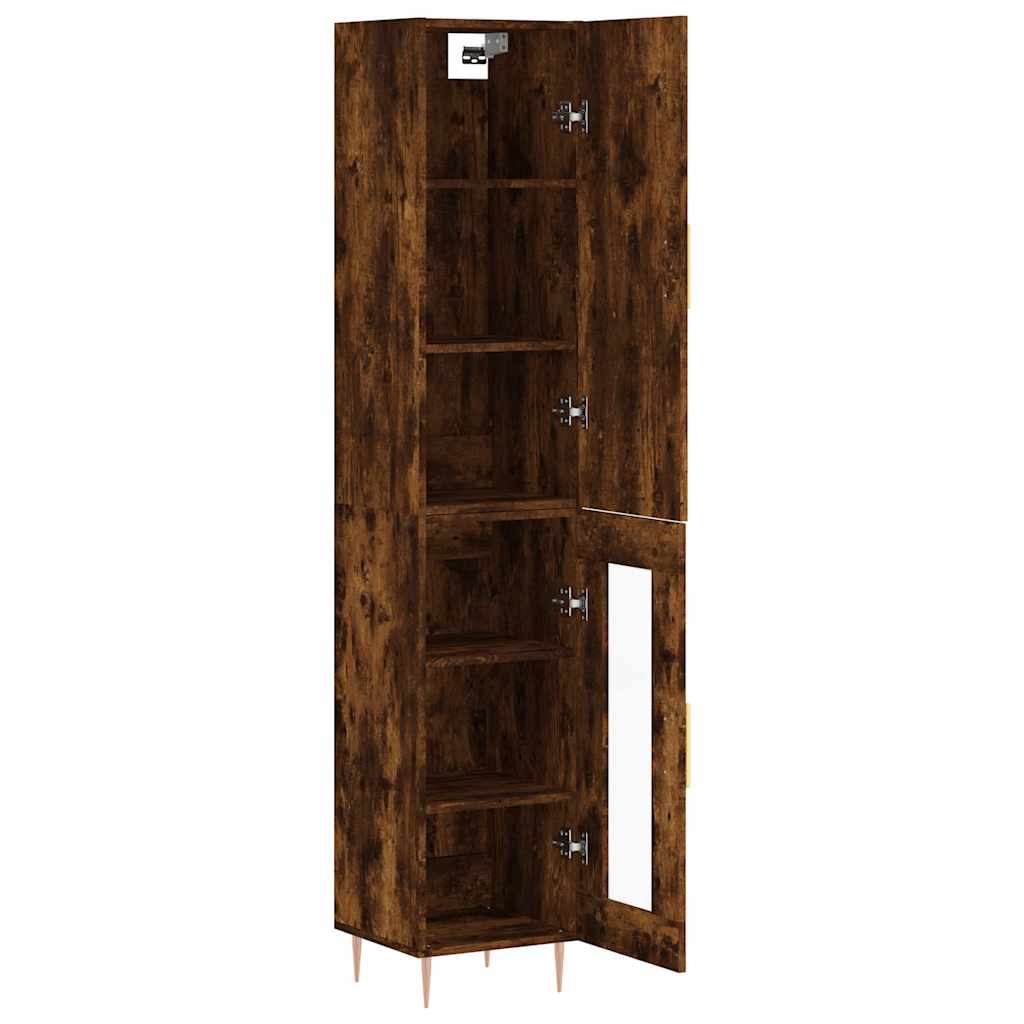 Hoge kast 34,5x34x180 cm bewerkt hout gerookt eikenkleurig is nu te koop bij PeponiXL, paradijselijk wonen!