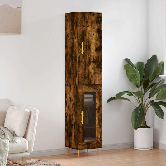 Hoge kast 34,5x34x180 cm bewerkt hout gerookt eikenkleurig is nu te koop bij PeponiXL, paradijselijk wonen!