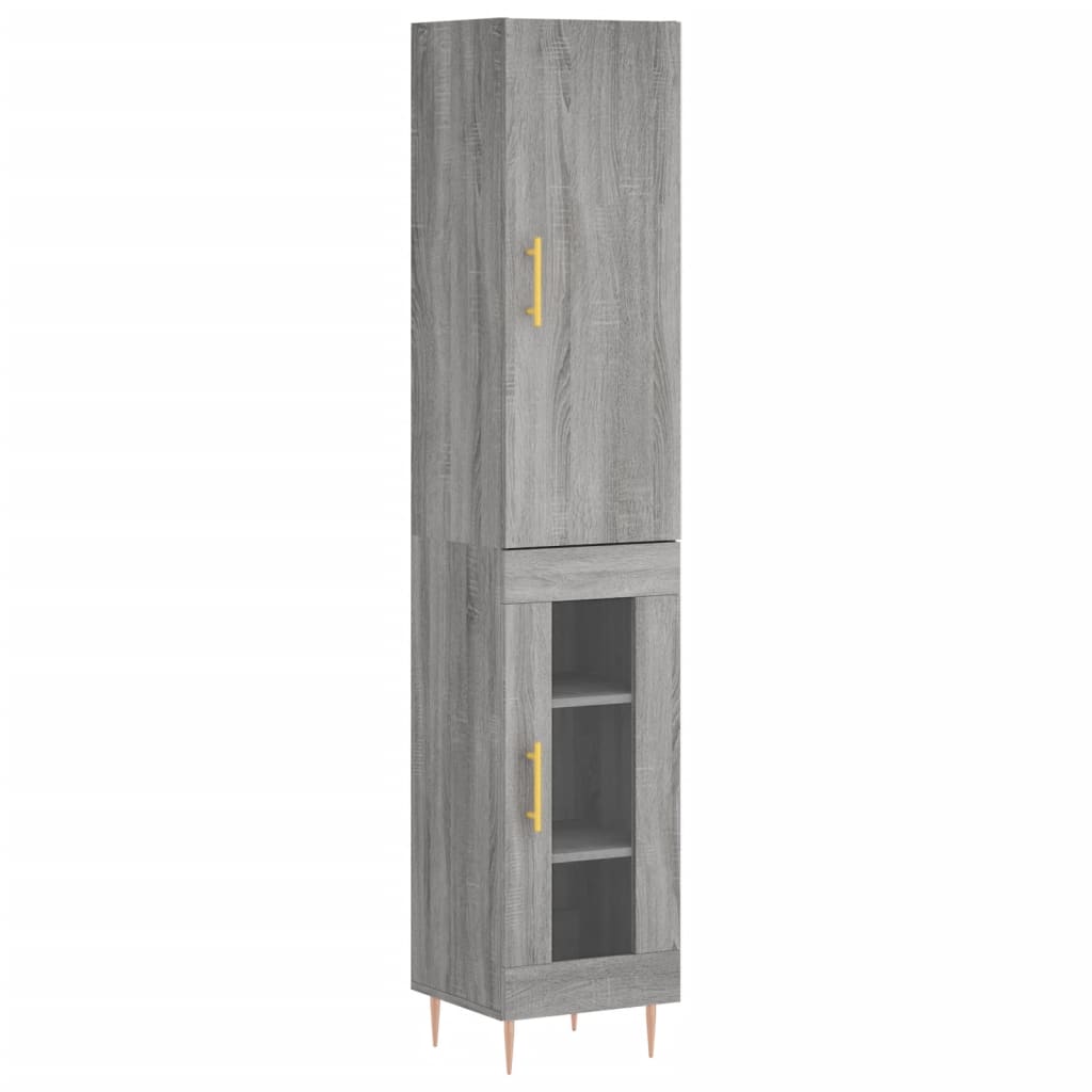 Hoge kast 34,5x34x180 cm bewerkt hout grijs sonoma eikenkleurig is nu te koop bij PeponiXL, paradijselijk wonen!
