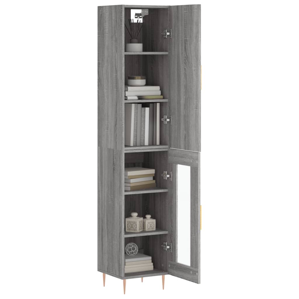 Hoge kast 34,5x34x180 cm bewerkt hout grijs sonoma eikenkleurig is nu te koop bij PeponiXL, paradijselijk wonen!
