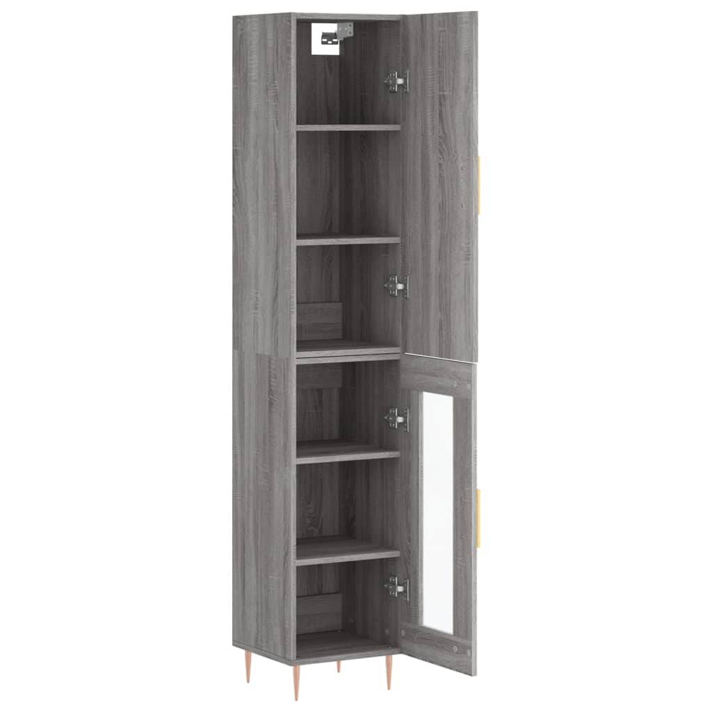 Hoge kast 34,5x34x180 cm bewerkt hout grijs sonoma eikenkleurig is nu te koop bij PeponiXL, paradijselijk wonen!