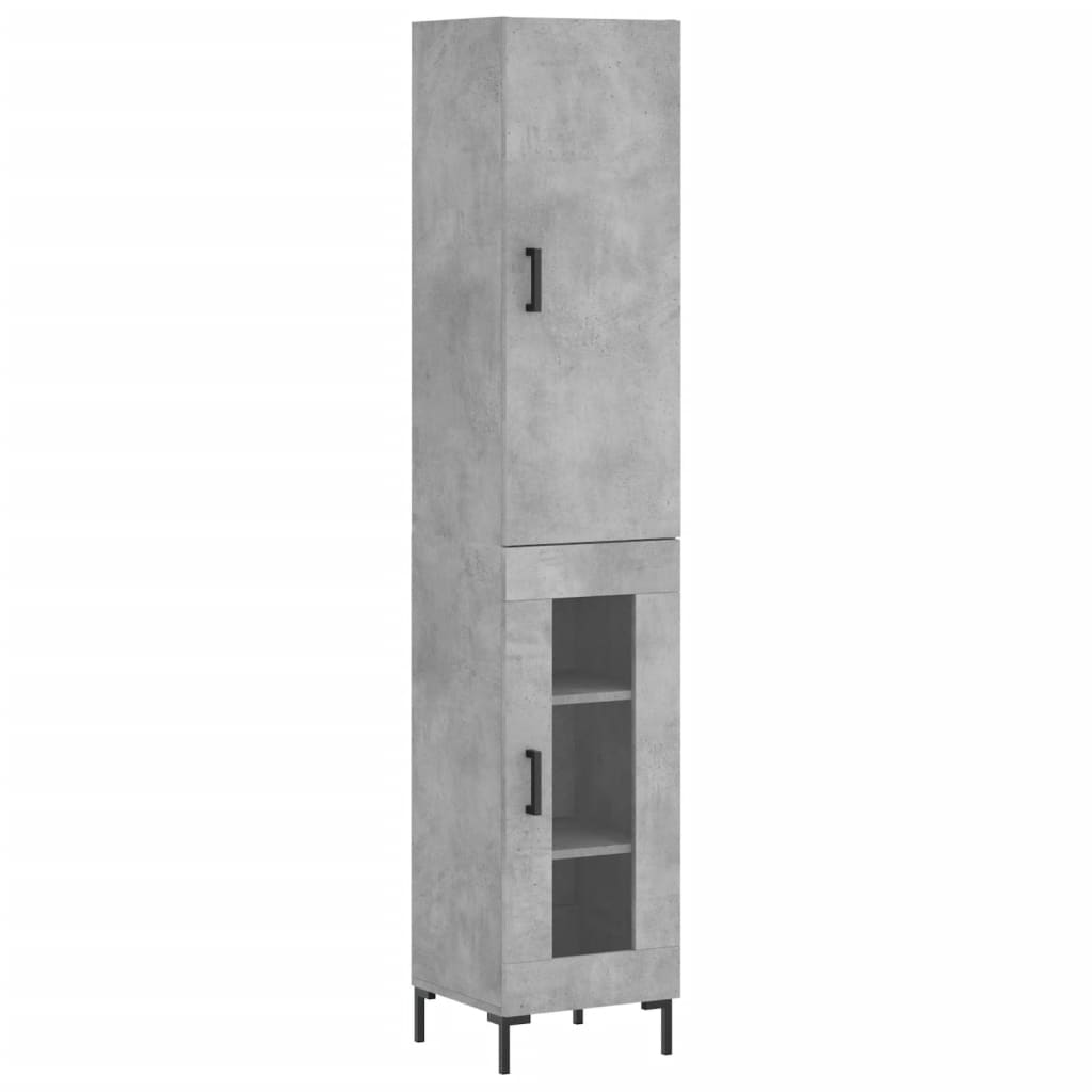 Hoge kast 34,5x34x180 cm bewerkt hout betongrijs is nu te koop bij PeponiXL, paradijselijk wonen!