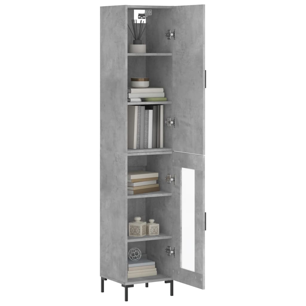 Hoge kast 34,5x34x180 cm bewerkt hout betongrijs is nu te koop bij PeponiXL, paradijselijk wonen!