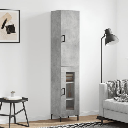 Hoge kast 34,5x34x180 cm bewerkt hout betongrijs is nu te koop bij PeponiXL, paradijselijk wonen!