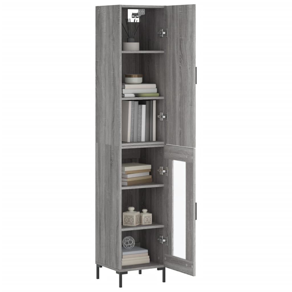 Hoge kast 34,5x34x180 cm bewerkt hout grijs sonoma eikenkleurig is nu te koop bij PeponiXL, paradijselijk wonen!