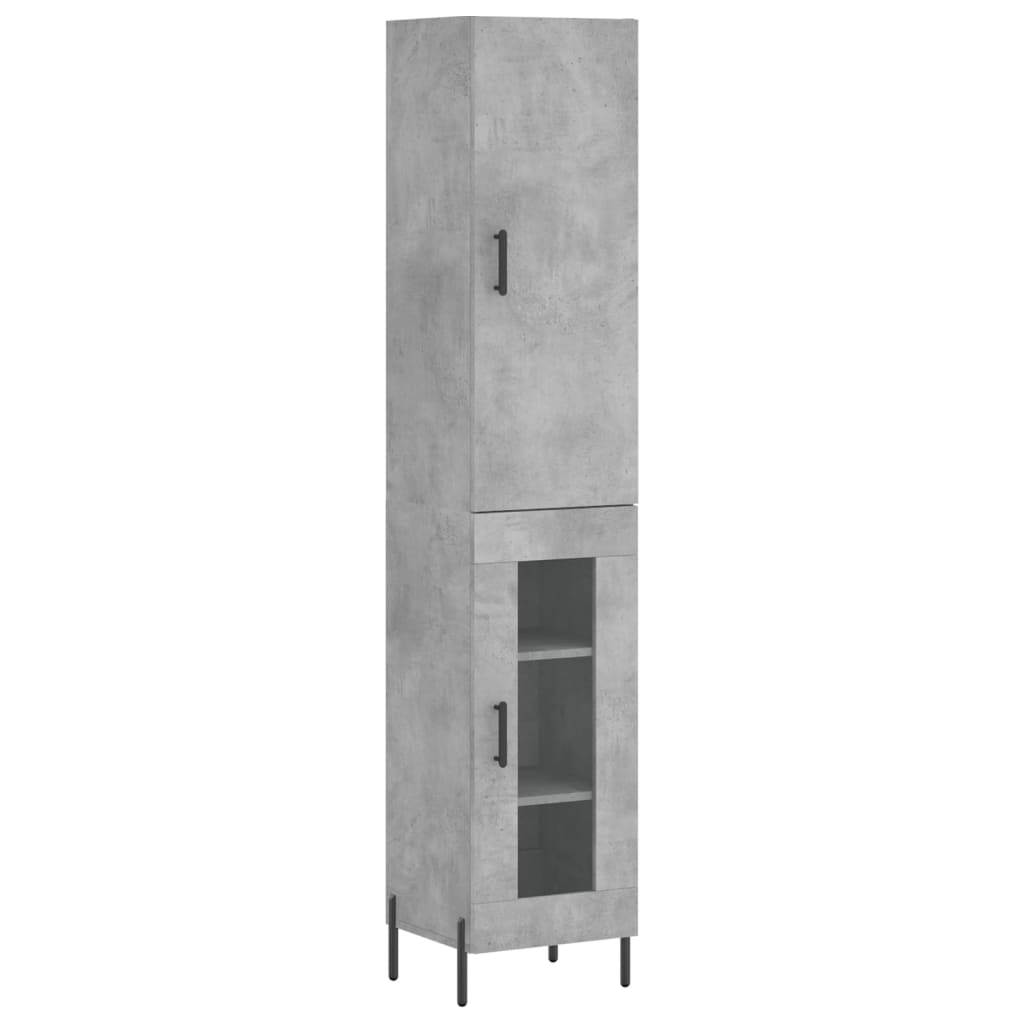 Hoge kast 34,5x34x180 cm bewerkt hout betongrijs is nu te koop bij PeponiXL, paradijselijk wonen!
