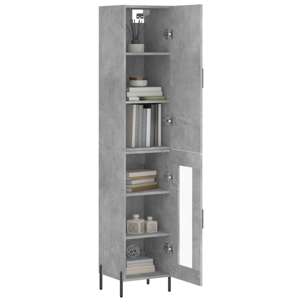 Hoge kast 34,5x34x180 cm bewerkt hout betongrijs is nu te koop bij PeponiXL, paradijselijk wonen!