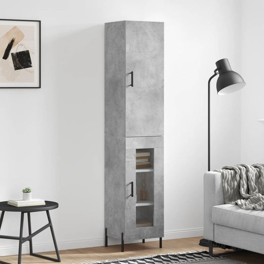 Hoge kast 34,5x34x180 cm bewerkt hout betongrijs is nu te koop bij PeponiXL, paradijselijk wonen!