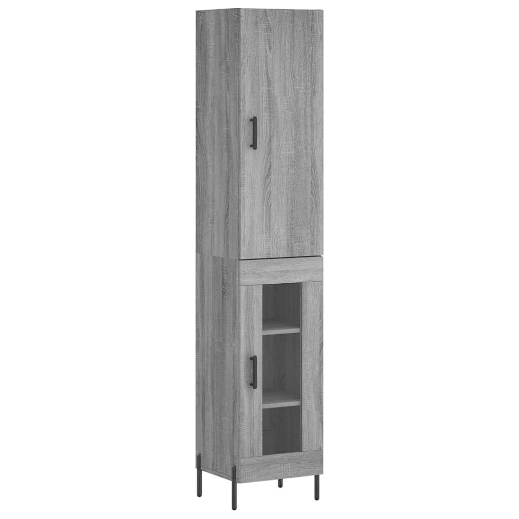 Hoge kast 34,5x34x180 cm bewerkt hout grijs sonoma eikenkleurig is nu te koop bij PeponiXL, paradijselijk wonen!