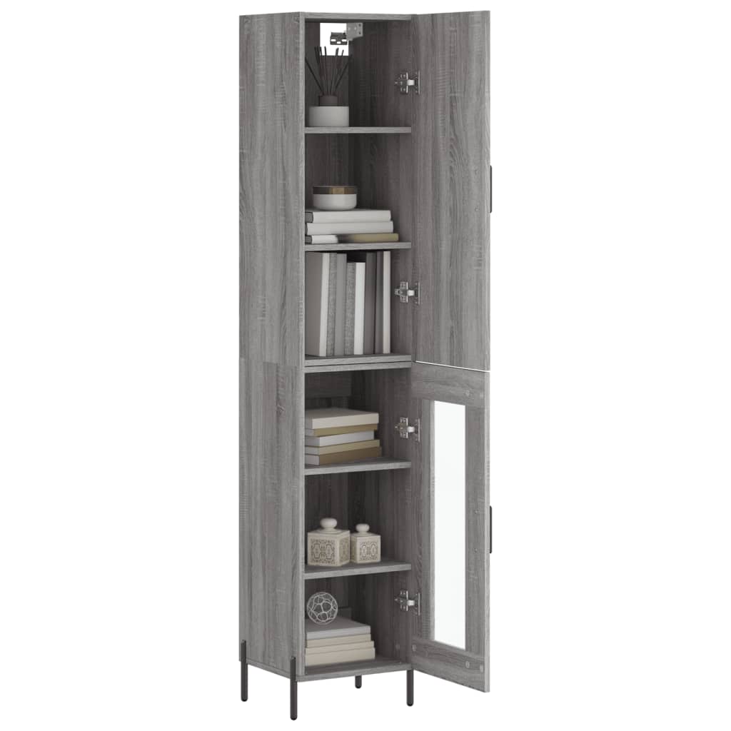 Hoge kast 34,5x34x180 cm bewerkt hout grijs sonoma eikenkleurig is nu te koop bij PeponiXL, paradijselijk wonen!