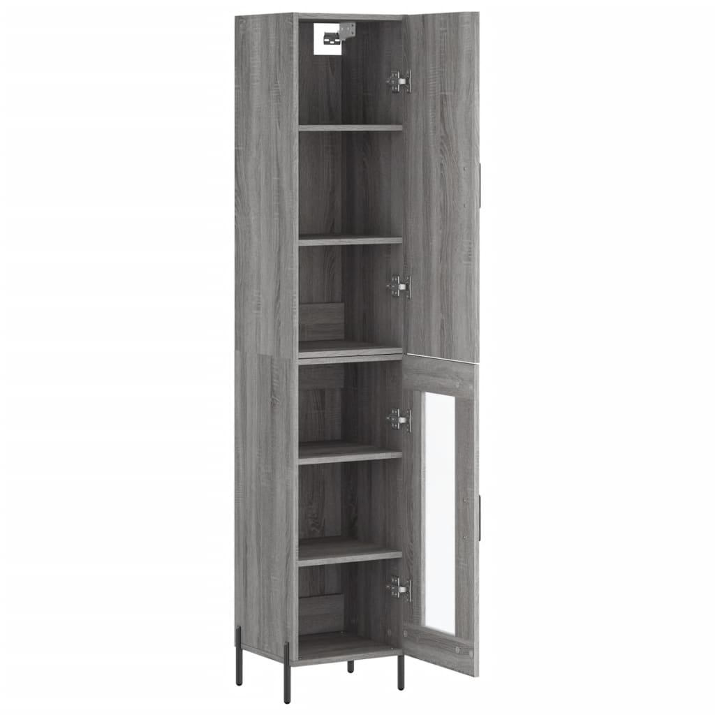 Hoge kast 34,5x34x180 cm bewerkt hout grijs sonoma eikenkleurig is nu te koop bij PeponiXL, paradijselijk wonen!