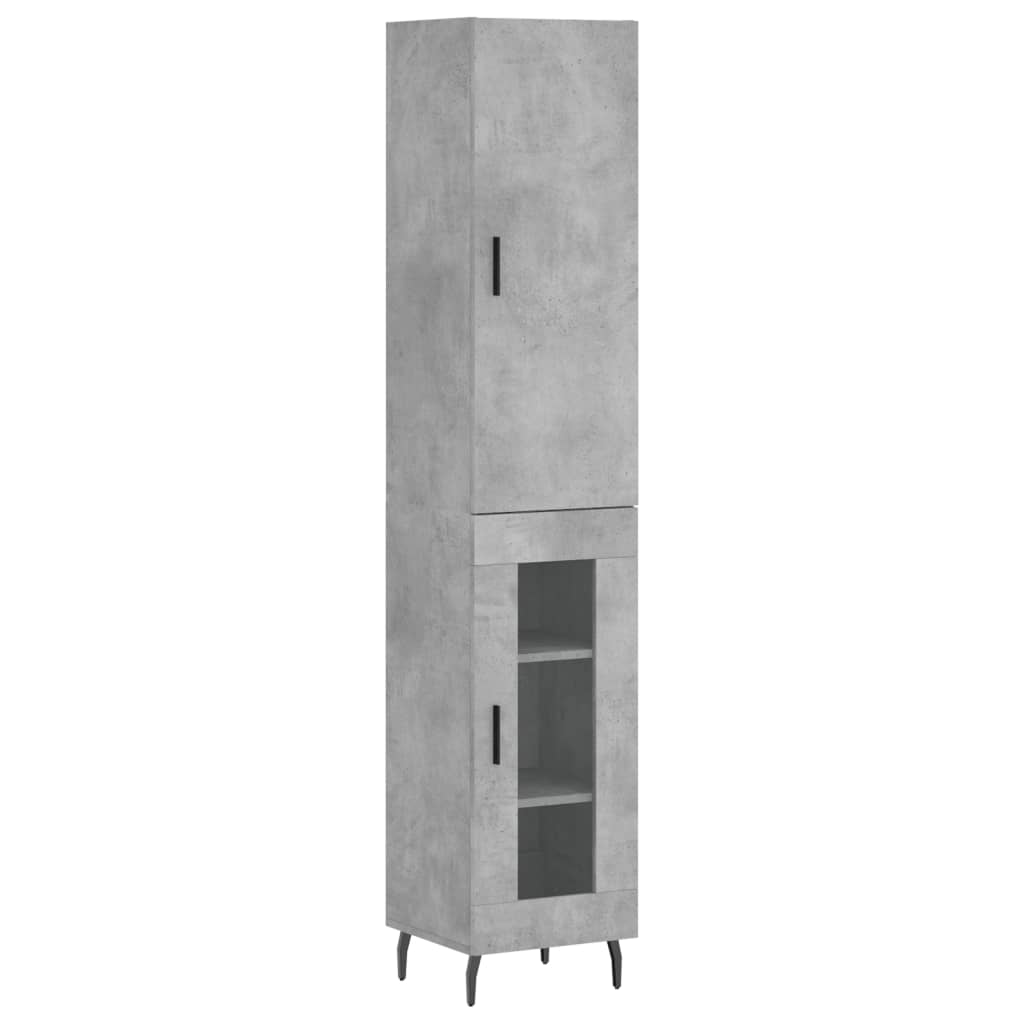 Hoge kast 34,5x34x180 cm bewerkt hout betongrijs is nu te koop bij PeponiXL, paradijselijk wonen!