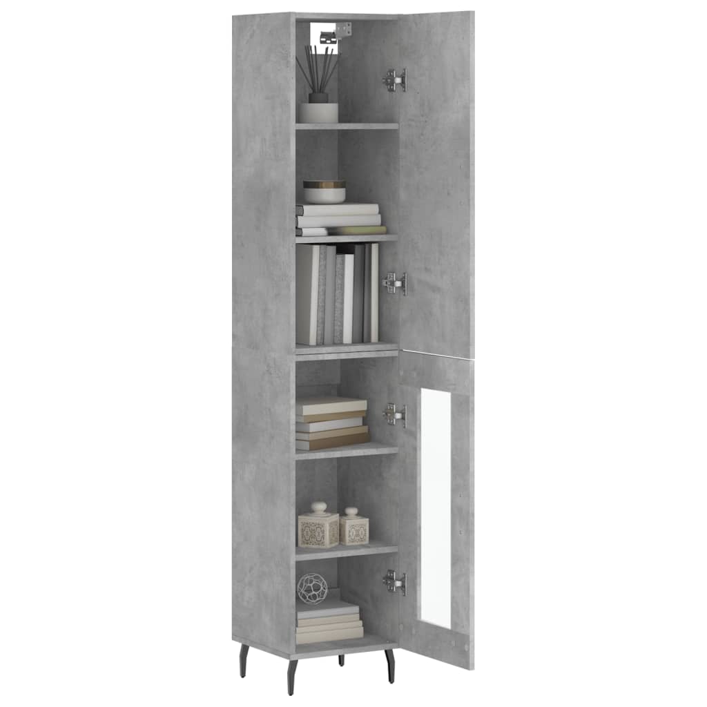 Hoge kast 34,5x34x180 cm bewerkt hout betongrijs is nu te koop bij PeponiXL, paradijselijk wonen!