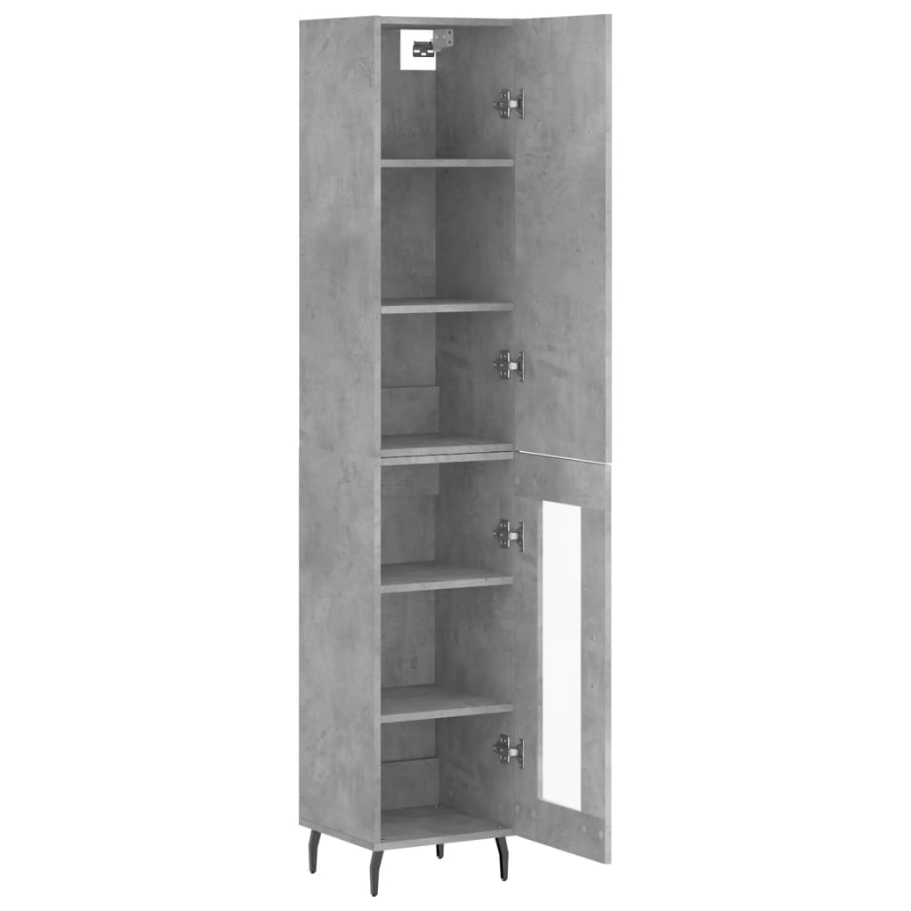 Hoge kast 34,5x34x180 cm bewerkt hout betongrijs is nu te koop bij PeponiXL, paradijselijk wonen!