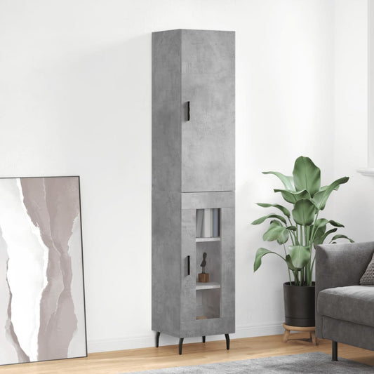 Hoge kast 34,5x34x180 cm bewerkt hout betongrijs is nu te koop bij PeponiXL, paradijselijk wonen!